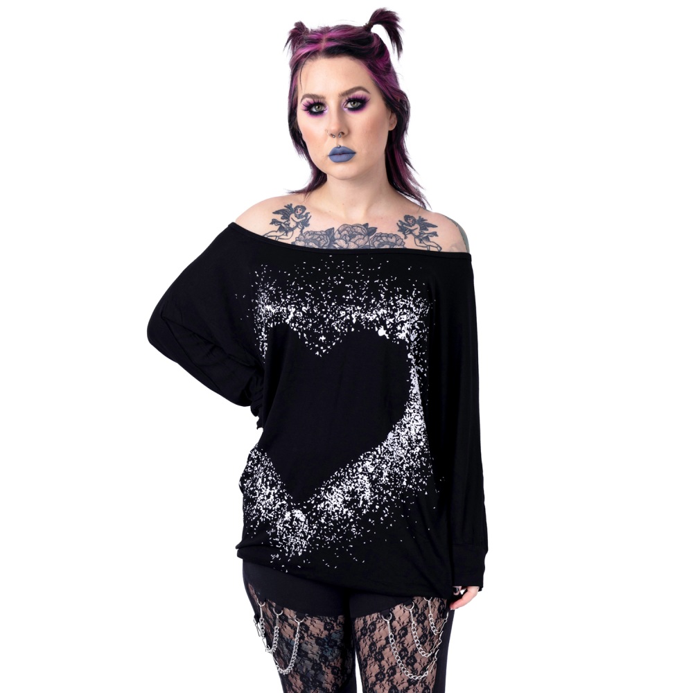 Innocent Lifestyle - HEART SPLATTER BLACK Longsleeve top - Black